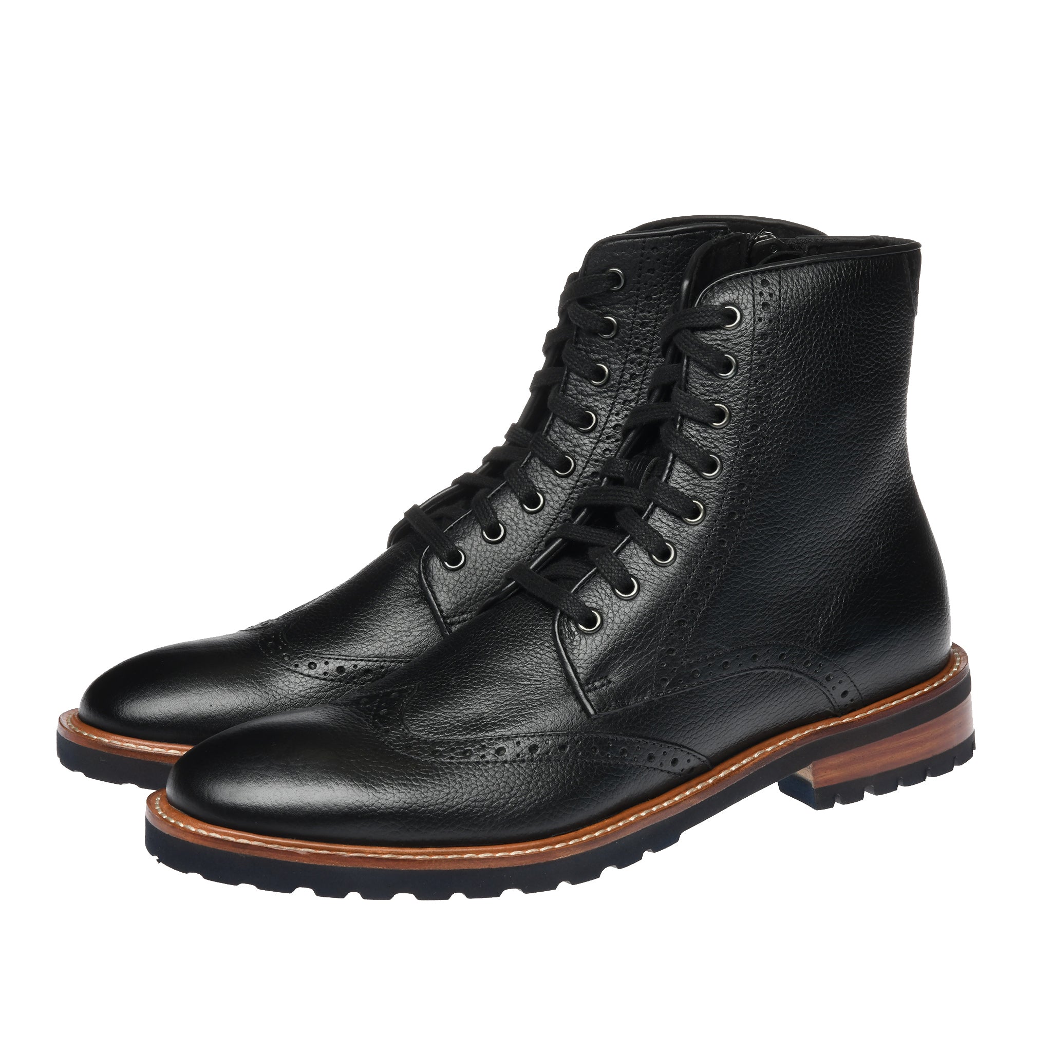Alessio Milled Wing Tip Black