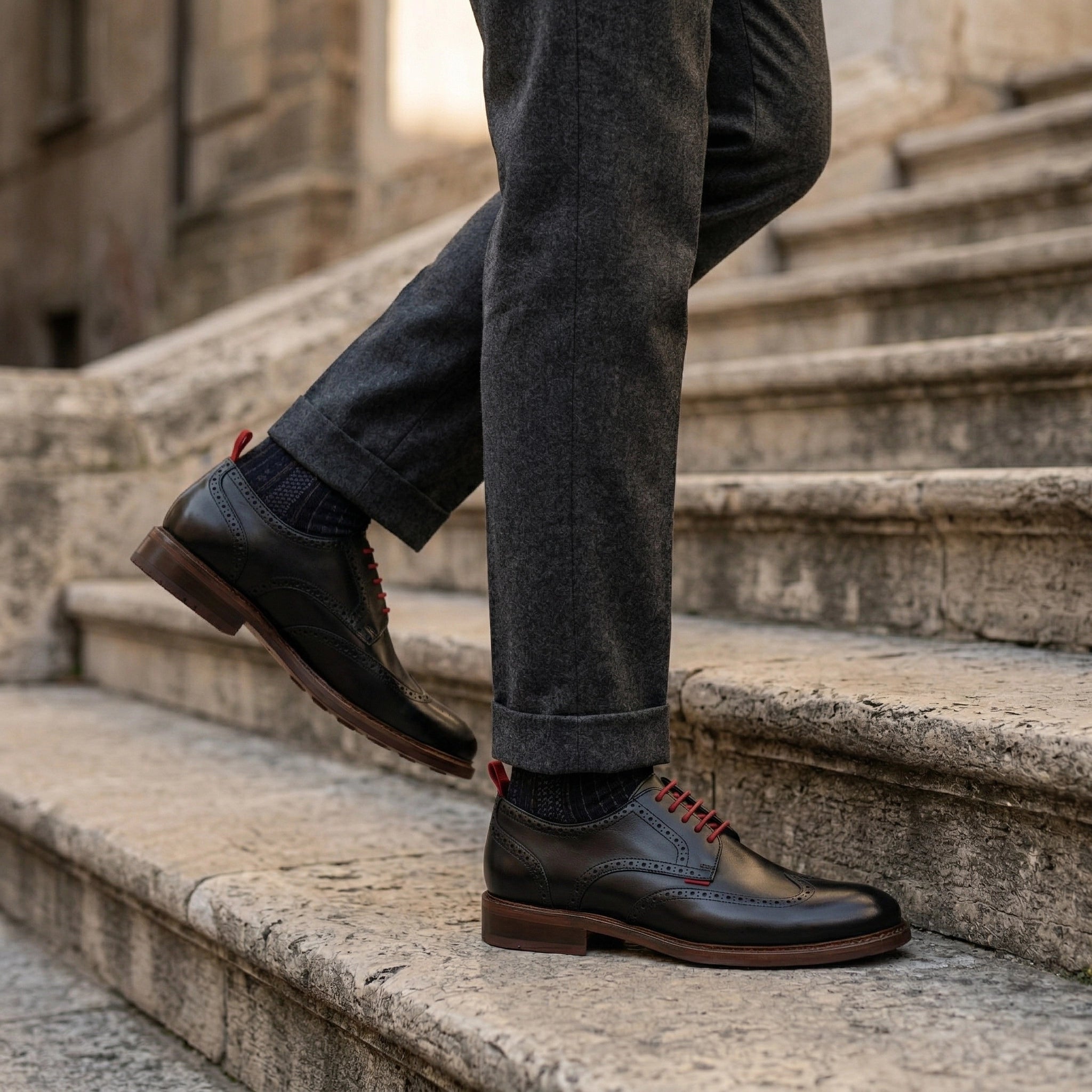 Levet Crust Brogue Navy/Green