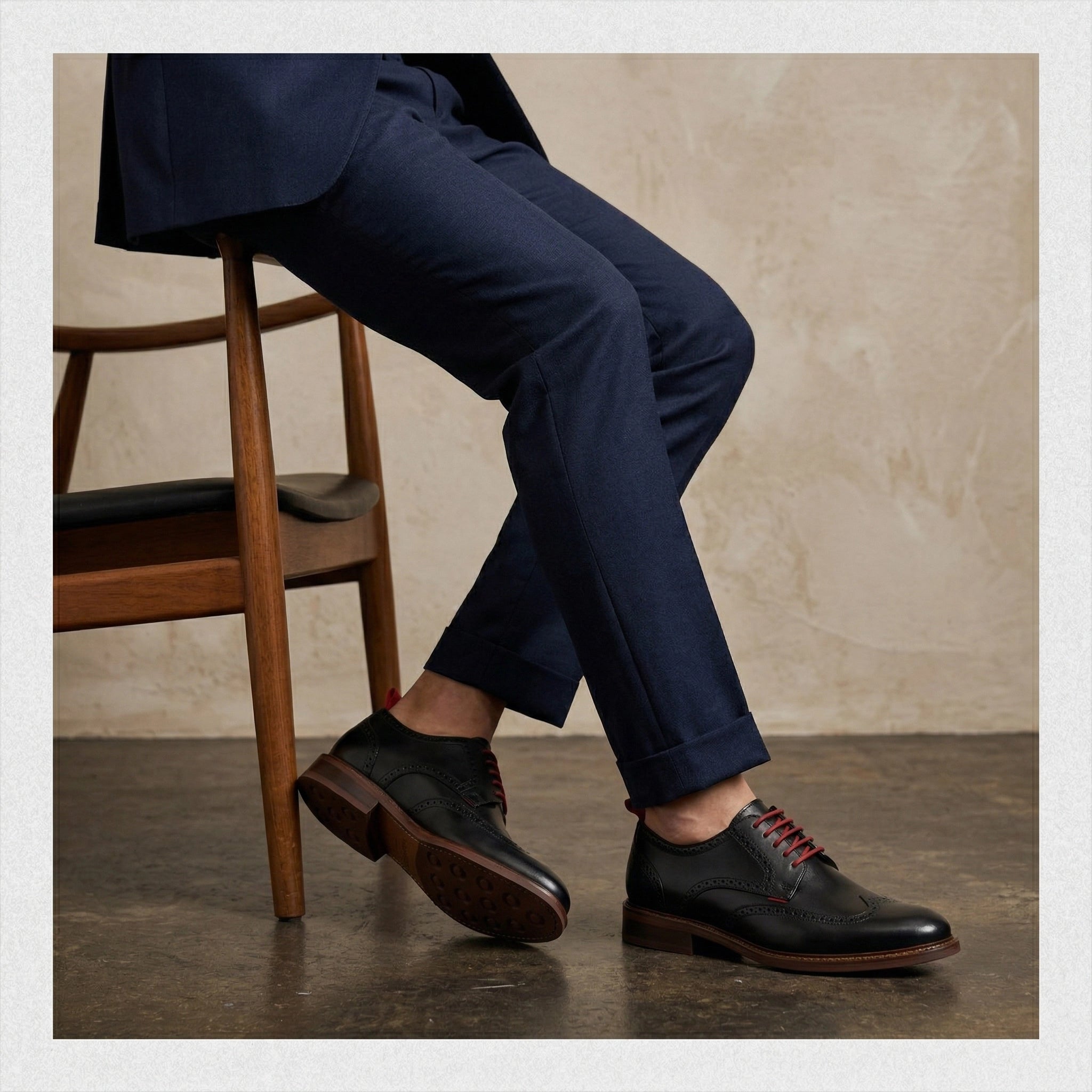 Levet Crust Brogue Navy/Green