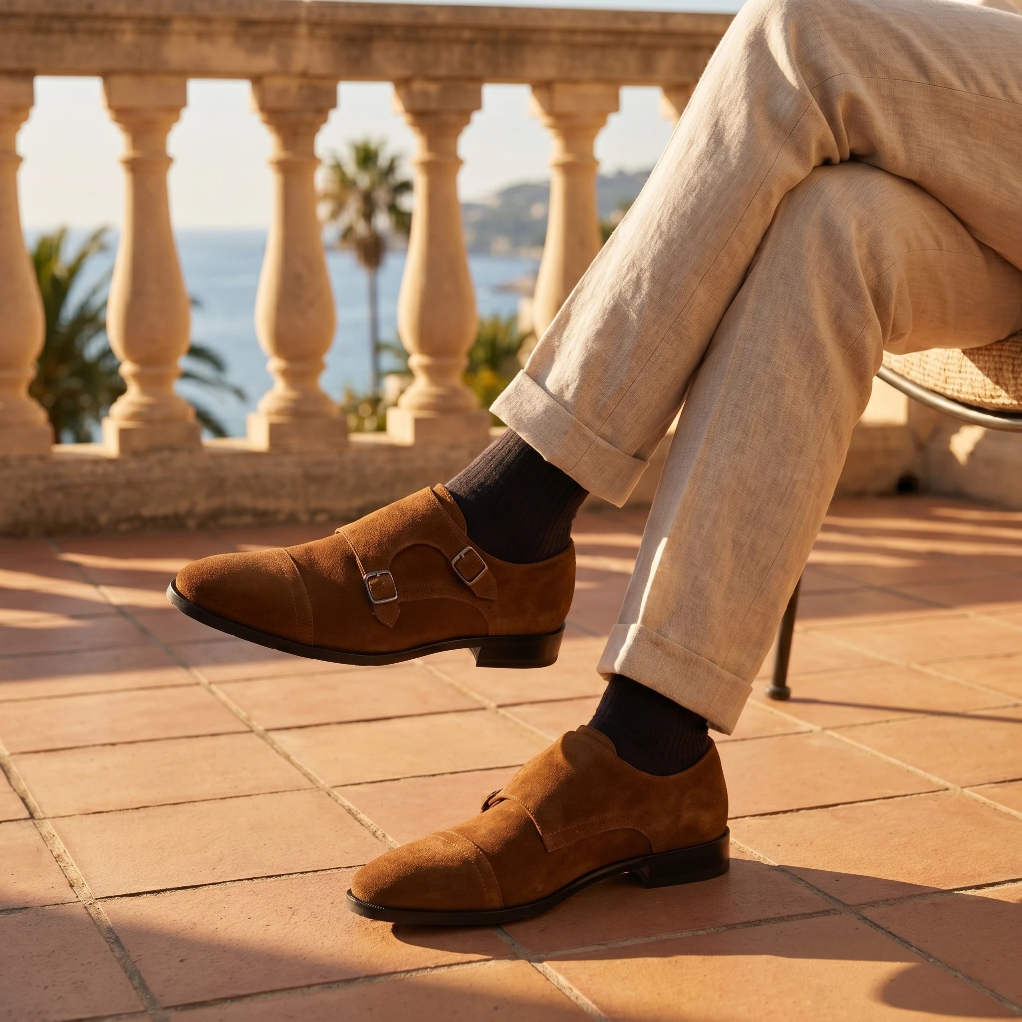 City Suede Monk Castagna